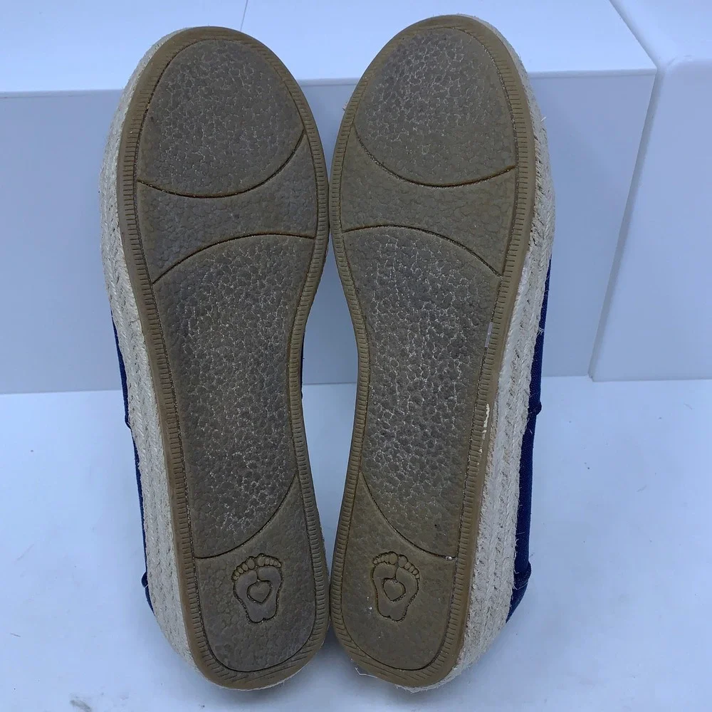 Skechers BOBS Womens 7 Navy Eyelet Lace Crochet Espadrille Slip On Flats 34469